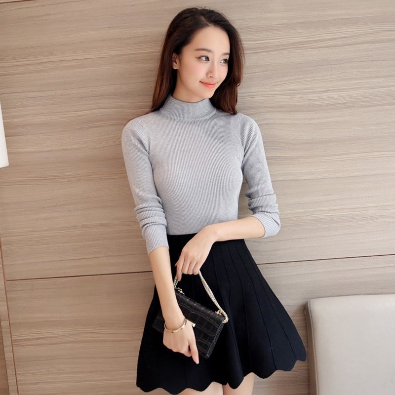 Áo len tăm nữ cổ lọ 3 phân trơn ôm body mềm mịn co giãn loại 1 nhiều màu dễ phối đồ hàng Quảng Châu Al24
