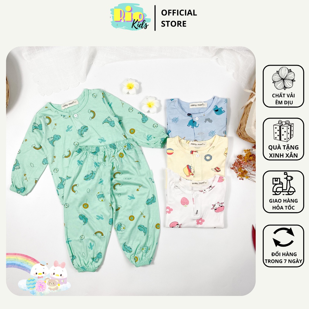 Bộ quần áo Alibaba dài tay Minky Mom họa tiết cúc ngực cho bé từ 9 đến 19kg. Đồ bộ - Riokids DT3