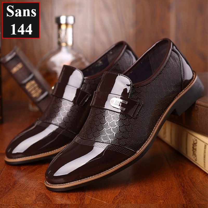Giày da nam big size Sans144 giầy tây bigsize 44 45 46 47 48 49 50 to cỡ lớn công sở cao cấp lười không dây da bóng