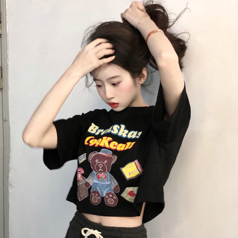 NRVP Áo Thun Nữ Ngắn Tay In Chữ Phong Cách Hàn Quốc