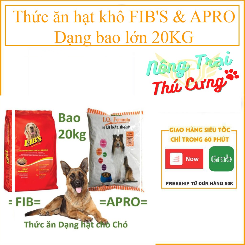 {Bao lớn 20kg} APro &amp; Fib's Thức ăn cho chó dạng hạt Dành cho mọi giống chó -fib