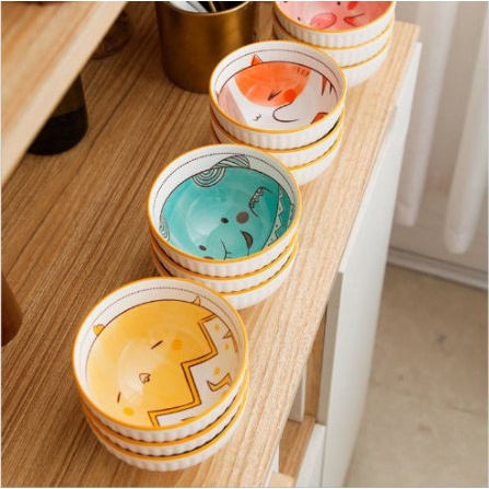 Bộ 6 Bát Ăn Cơm Đẹp Dễ Thương Cute Gốm Sứ Cao Cấp, Chén Ăn Cơm Cho Bé Và Gia Đình