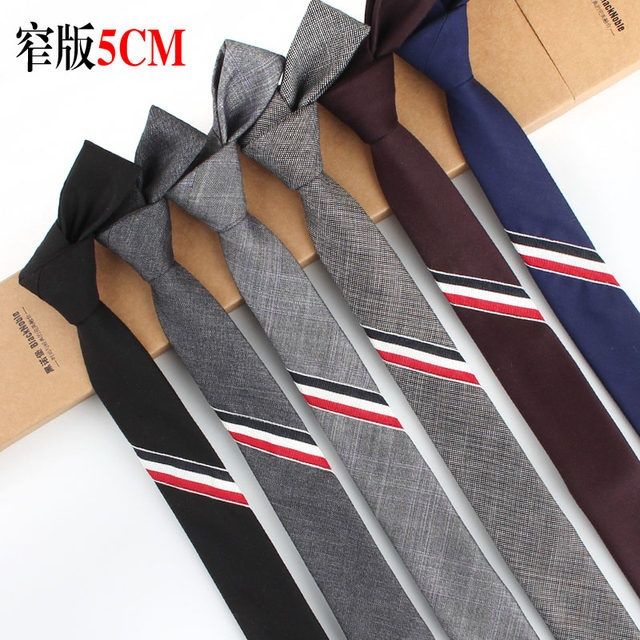 Cà Vạt 5cm Họa Tiết Kẻ Sọc Màu Đen / Xám Phong Cách Hàn Quốc Thời Trang Công Sở Cho Nam Và Nữ