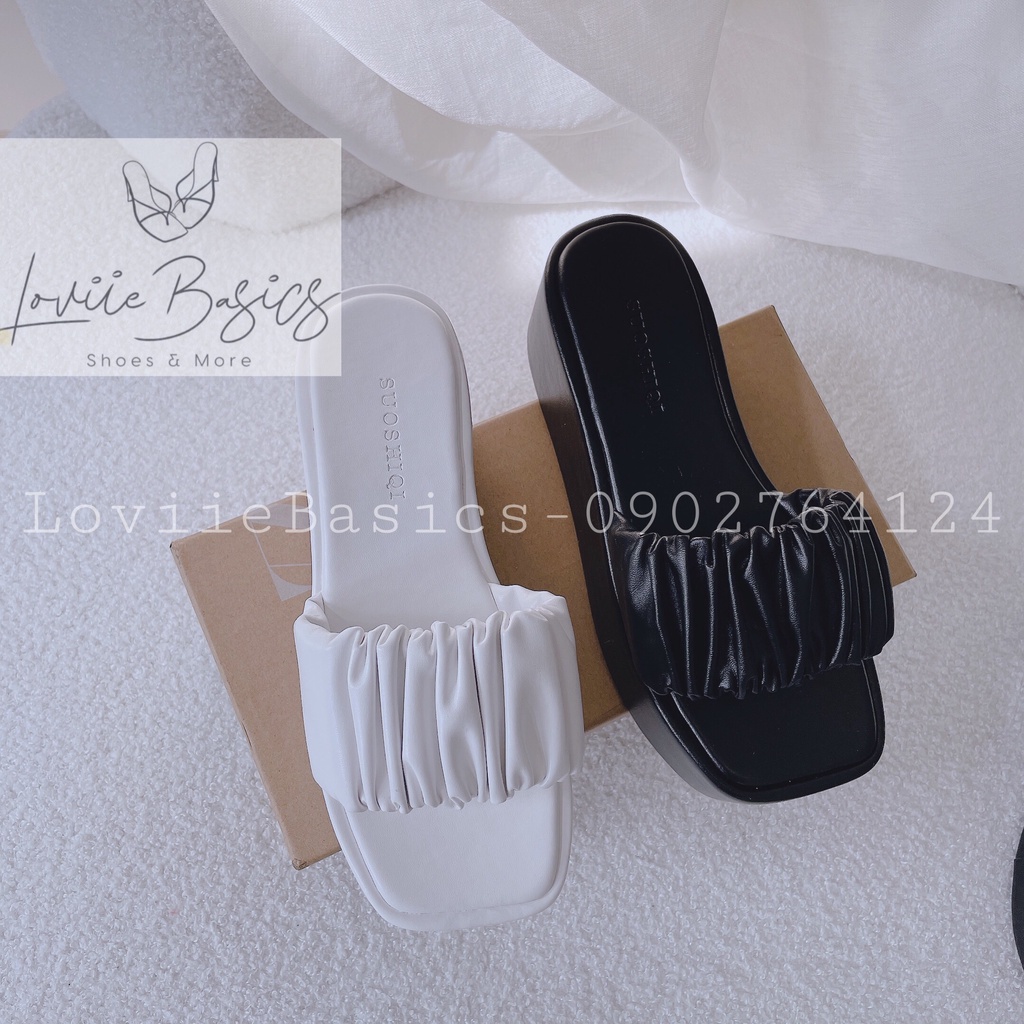 DÉP XUỒNG CAO CẤP LOVIIE BASICS - GIÀY BÁNH MÌ QUAI NGANG NHÚNG - DÉP NỮ ĐẾ BẰNG 7 PHÂN D220735