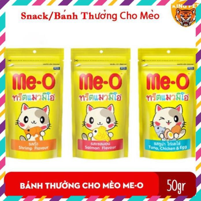 Snack Bánh Thưởng Cho Mèo Me-O 50gr Đủ Vị Cá Hồi - Tôm - Cá Ngừ