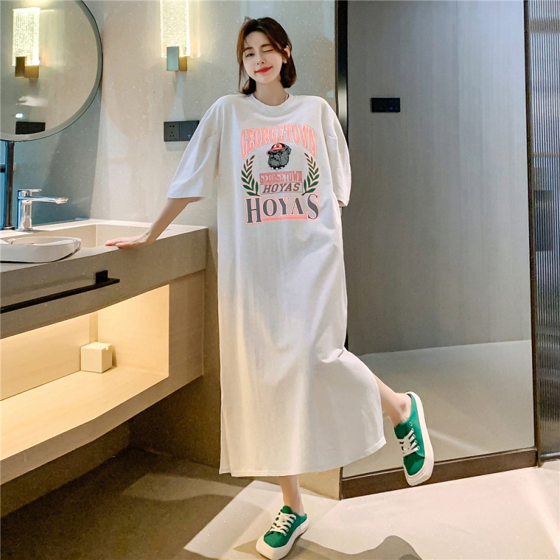 Đầm Suông Váy Dài Form Rộng Tay Lỡ Cổ Tròn In Hình Chú Chó Cool, Trang Trí Đẹp Lung Linh Chất Cotton Năng Động TTDS0501