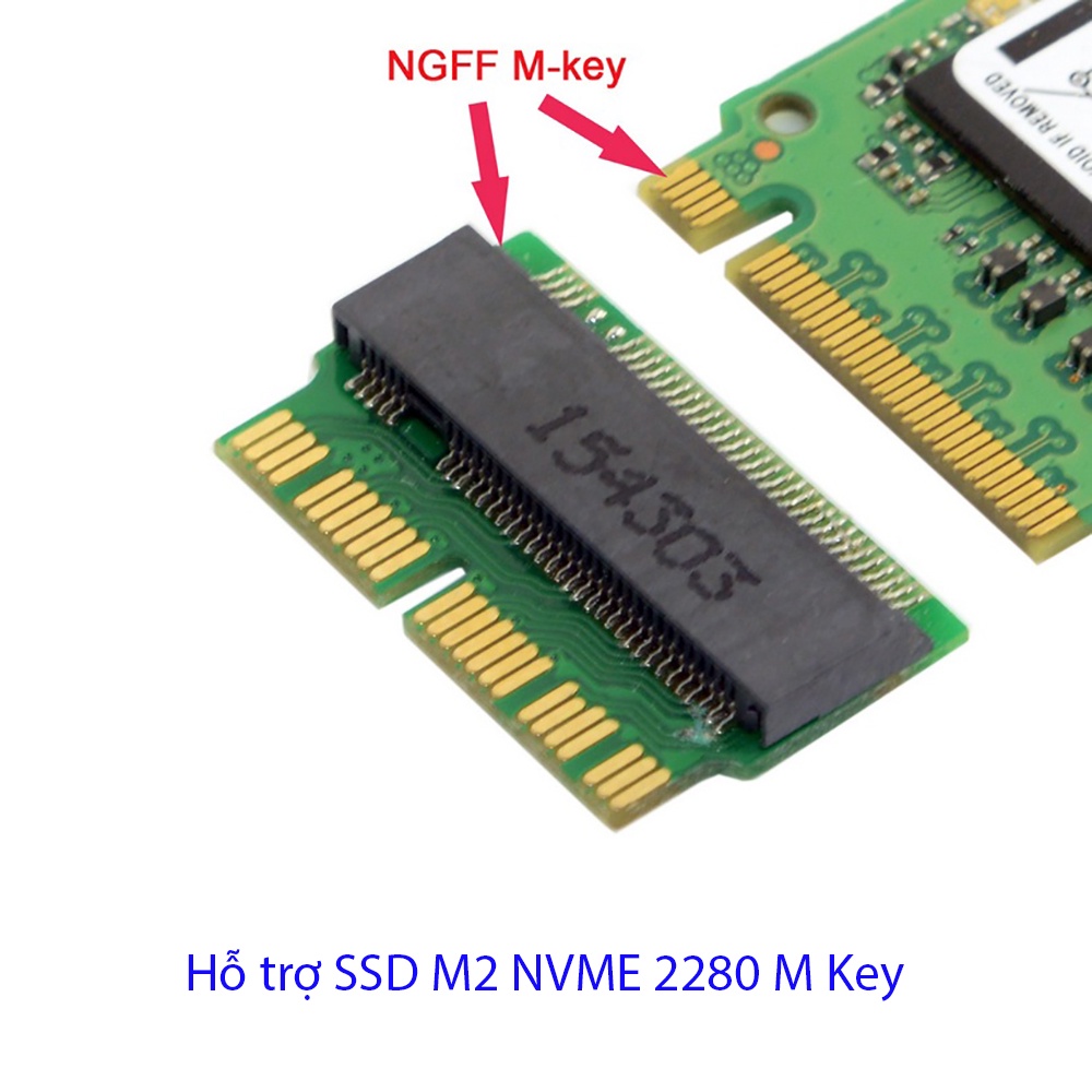 Adapter SSD M2 NVME M@c-b00k  Air A1465 A1466 Pro A1398 A1502 đời 2013 đến 2017