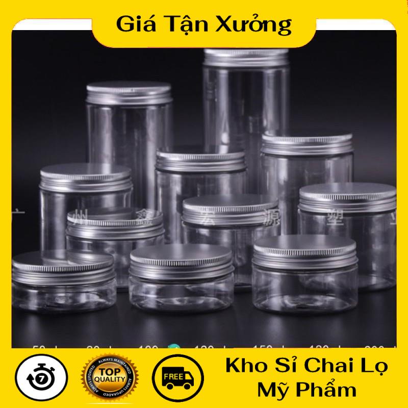 Hủ Đựng Kem ❤ TRÙM SỈ ❤ Hũ nhựa pet Trong Nắp Nhôm 50g 100g 200g 250g 500g đựng mỹ phẩm, thực phẩm, đồ khô, ngũ cốc