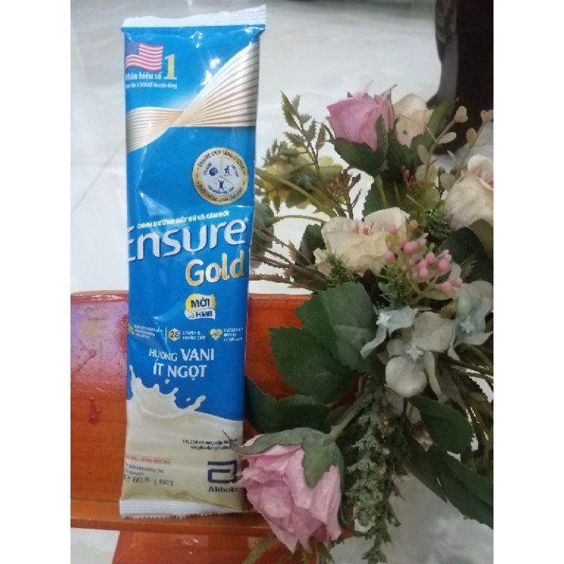 1 gói Ensure gold hương vani ít ngọt ngói 60,1gr bổ sung HMB