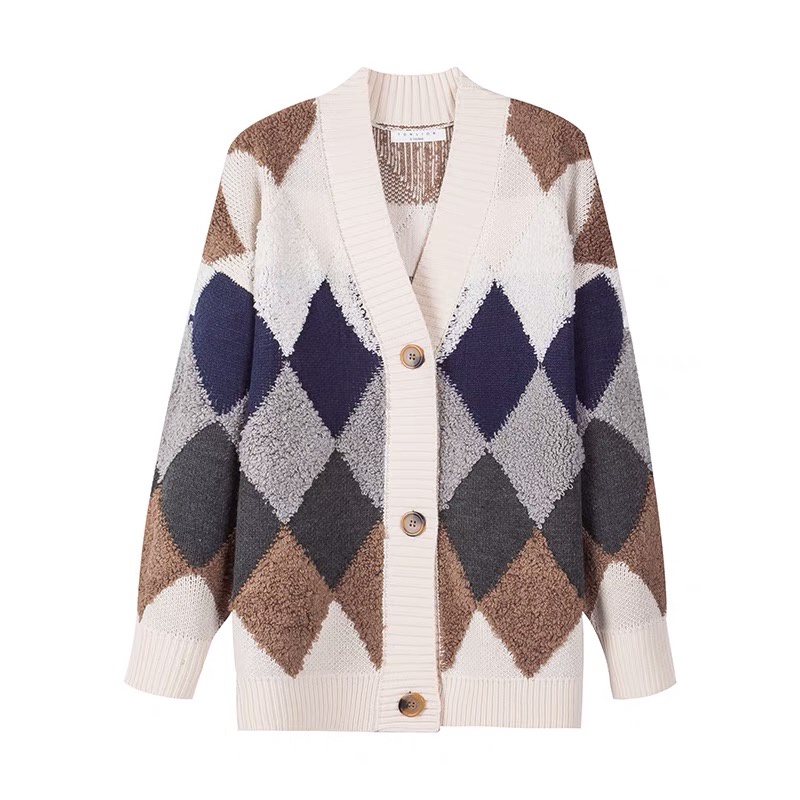Áo cardigan lông cừu Forgirl len thổ cẩm dáng rộng siêu hot