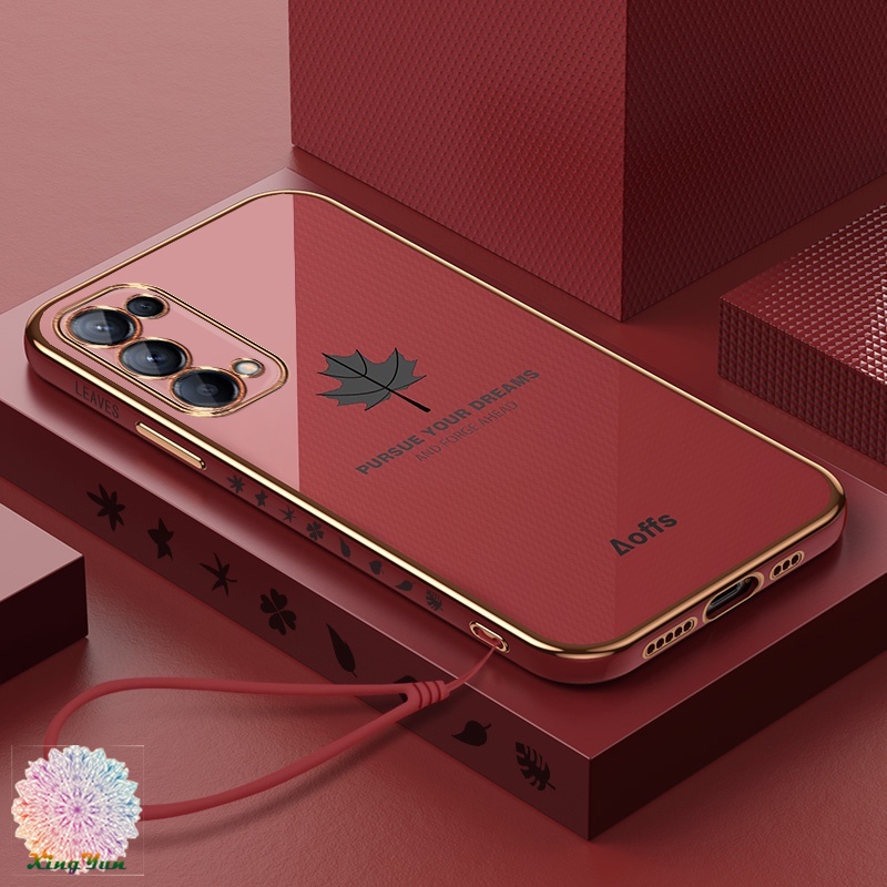 Ốp Điện Thoại Mềm Họa Tiết Lá Phong Có Dây Đeo Cho OPPO Reno 4SE 5 5K 5Pro 5Pro+ 6 6Z