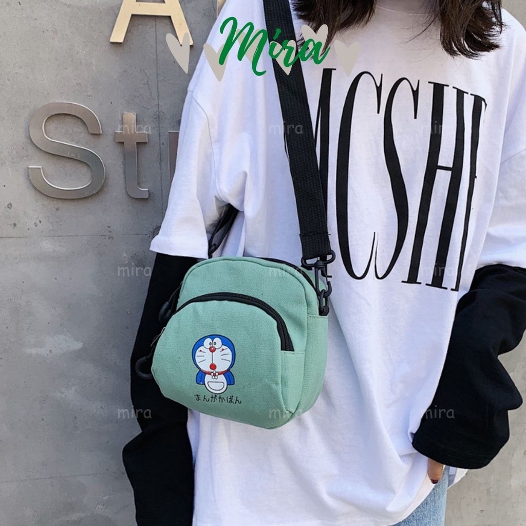 Túi Xách Nữ Đeo Chéo Tote Canvas Đựng ĐiệnThoại Đi Chơi Thêu Hình Doremon Ulzzang Hàn Quốc MIRA-TV58004