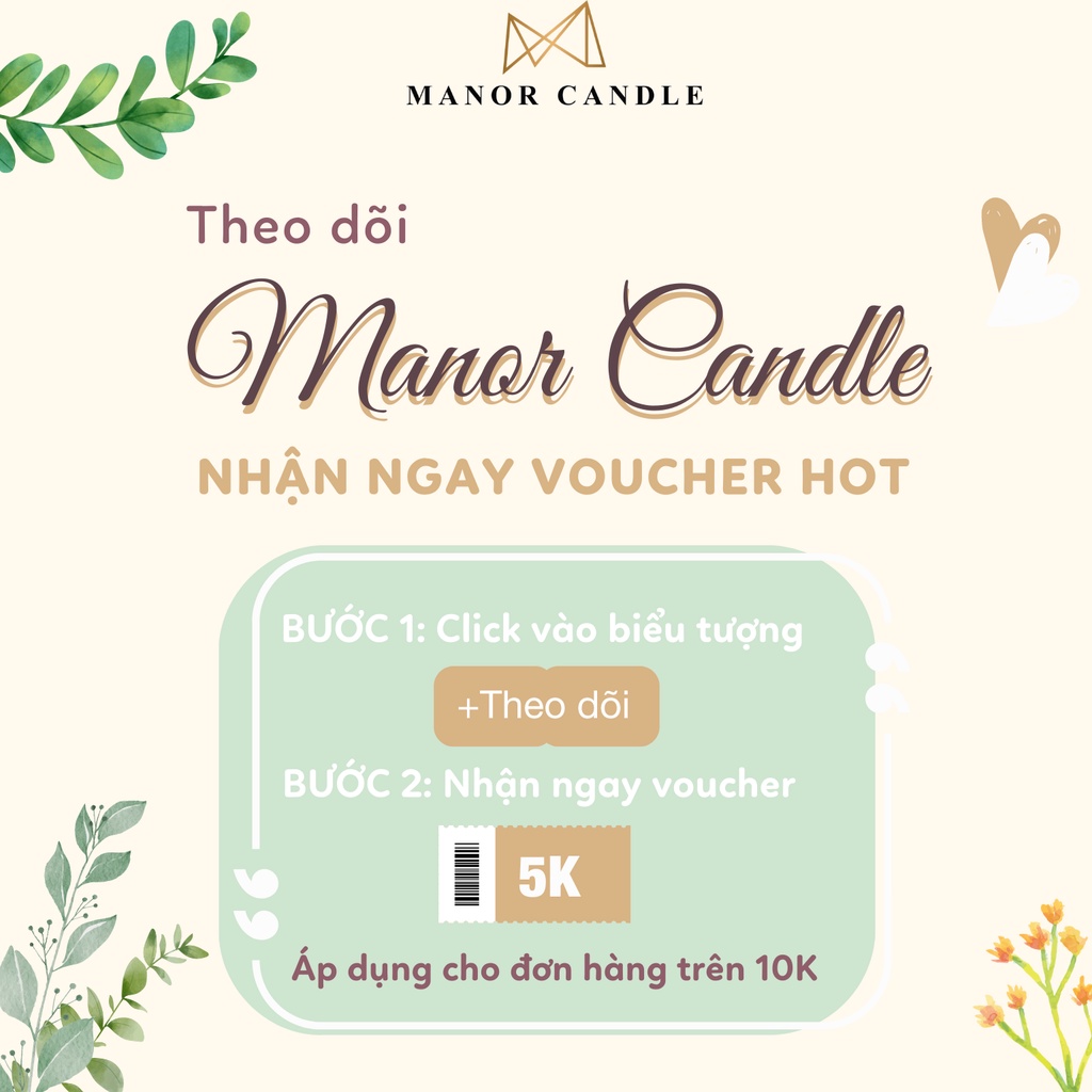 Nến Thơm Rose Sandal Wood Size 7 OZ Nốt Hương Hoa Nhẹ Mát Đầy Quyến Rũ Đón Hè, Manor Candle