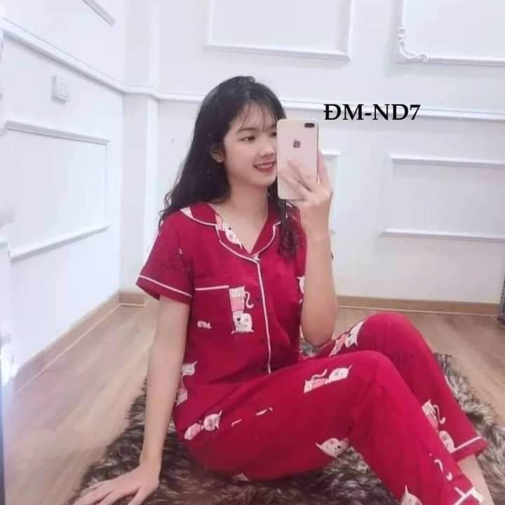 Bộ ngủ pijama lụa kate thái áo cộc quần dài bộ mặc nhà Hanz.vn mềm mại dễ thương H2NN