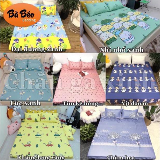 Bộ ga kèm đôi vỏ gối poly cotton siêu ngộ nghĩnh m6 hoặc m8 (được chọn mẫu)