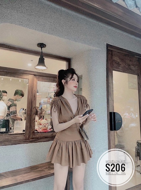Bigsize Set cổ V tay rút S206