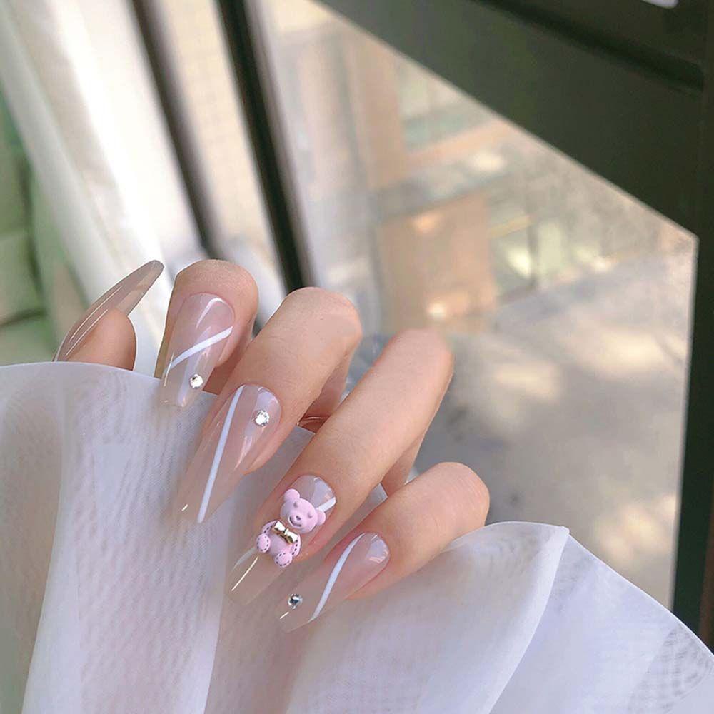 OCEANMAP Phụ Kiện Trang Trí Móng Tay Nghệ Thuật Hình Nơ Gấu Dễ Thương DIY