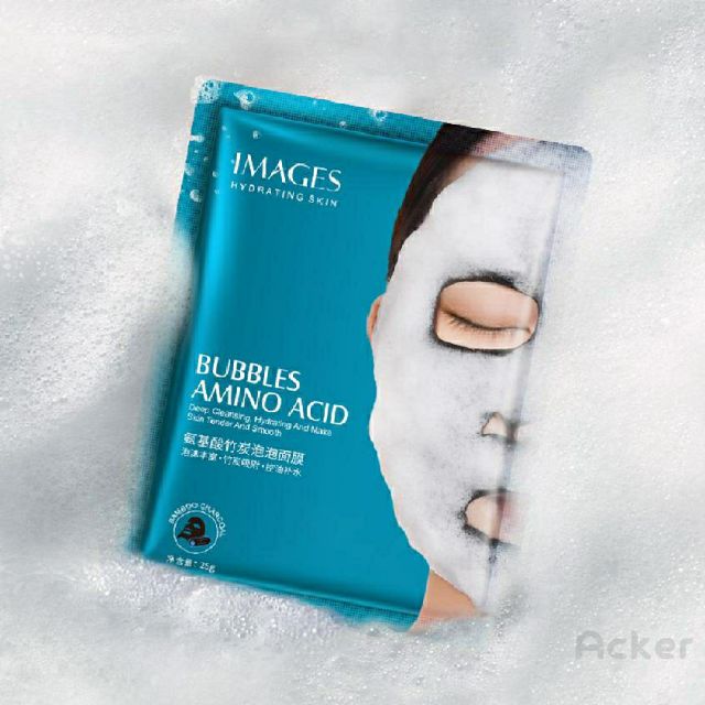 Mặt nạ giấy than sủi bọt thải độc amino acid dùng cái nhân,spa thẫm mỹ viện.
