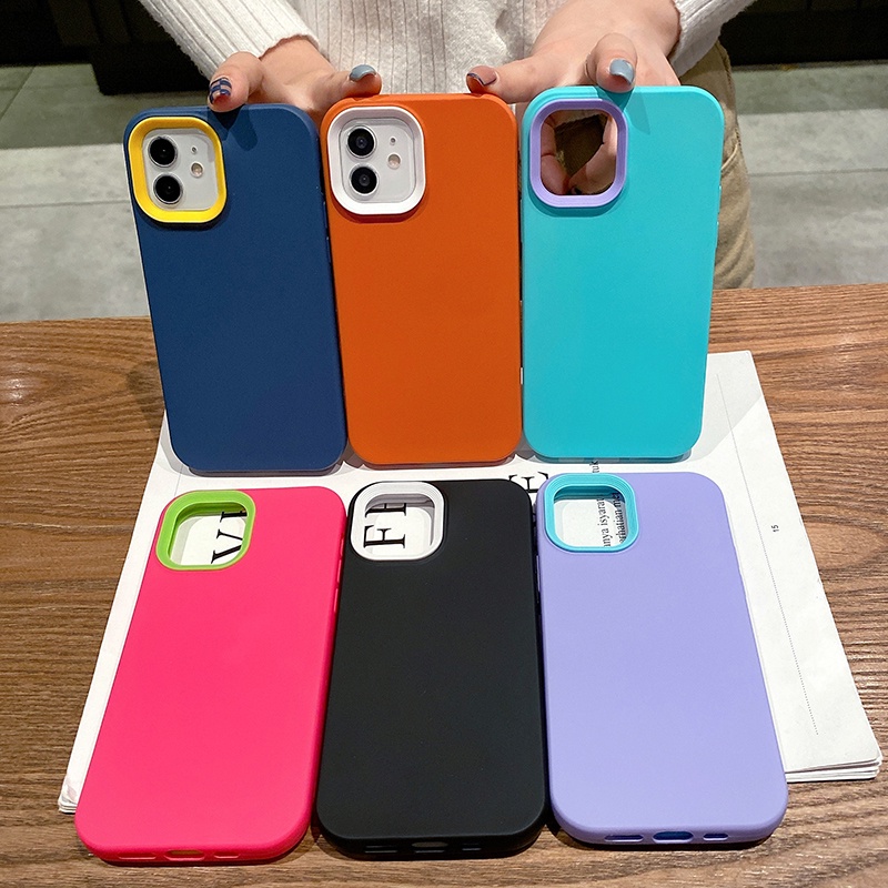 Ốp Điện Thoại Silicone Màu Kẹo 3 Trong 1 Cho iPhone 6 6S Plus XS Max X XR 11 Pro Max 11 Pro