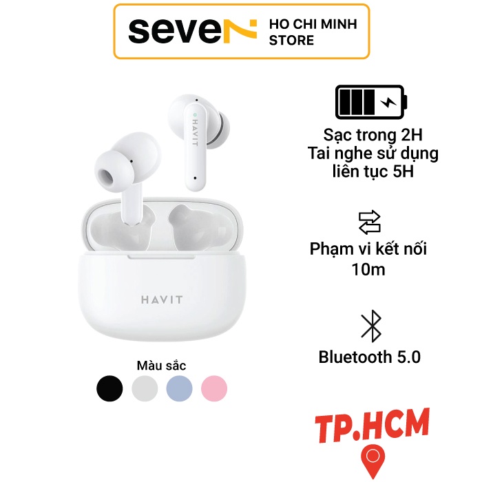 Tai Nghe Bluetooth TWS HAVIT TW967 - Bluetooth V 5.1, Thiết Kế Công Thái Học, Driver 10mm