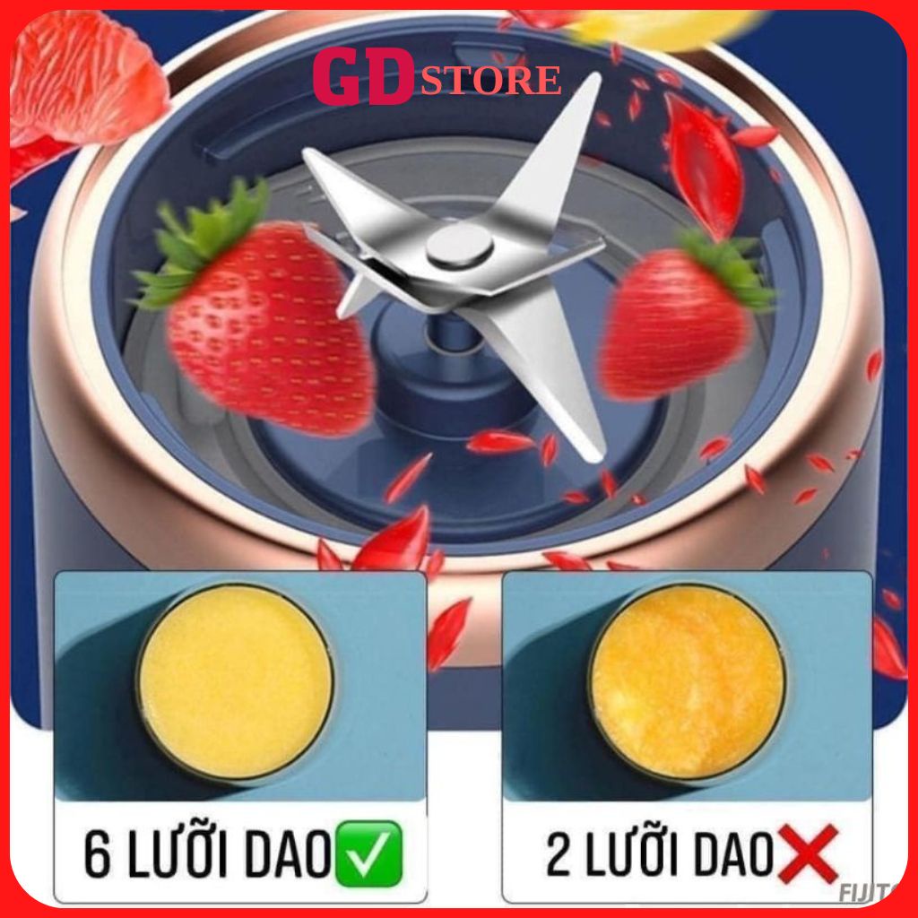 Máy xay sinh tố mini SKG, máy xay sinh tố cầm tay mini 300ml sạc pin công xuất 35W màu hồng xanh