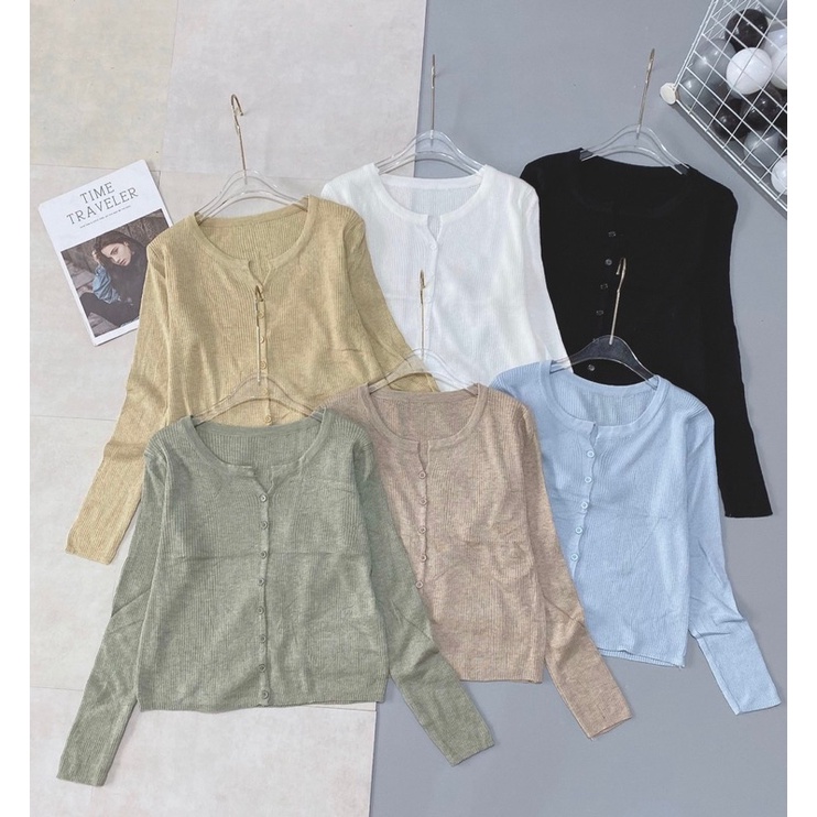 Áo len tăm mềm cúc pastel