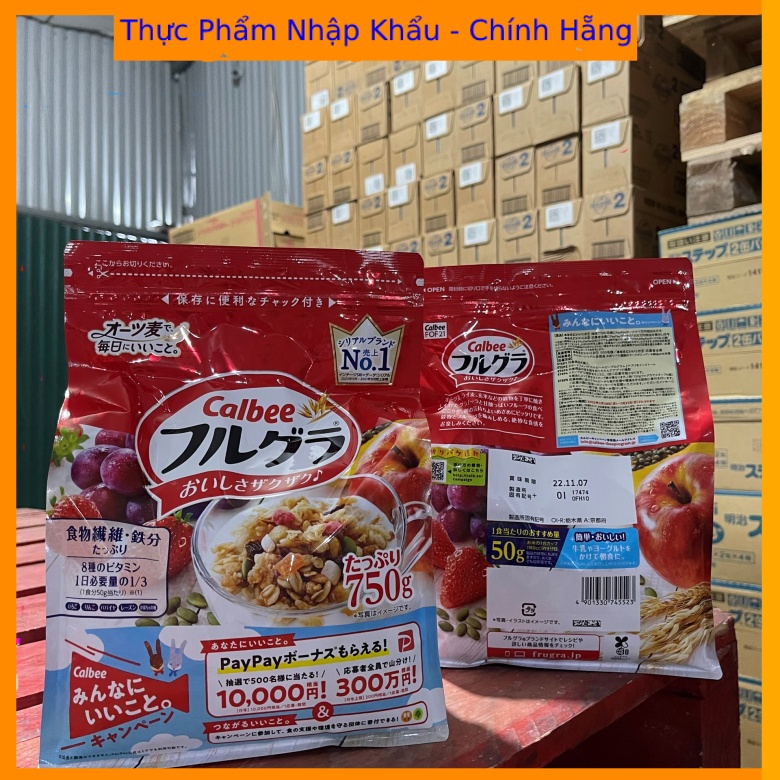 Ngũ cốc Calbee Ăn Kiêng Giảm Cân Nhật Bản mix sữa chua hoa quả trái cây dùng ăn sáng