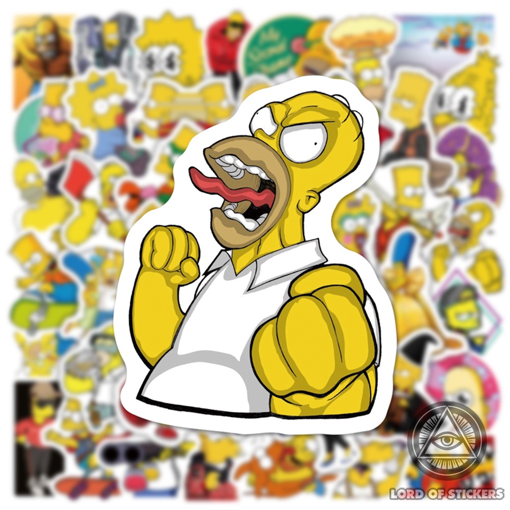 Set 50 Nhãn Dán The Simpsons Sticker Hoạt Hình Gia Đình Simpson Chống Thấm Nước Trang Trí Mũ Bảo Hiểm, Ván Trượt, Xe, Sổ