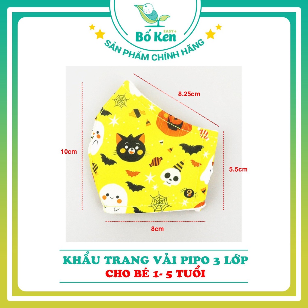 Shop Bố Ken Khẩu trang vải 3 lớp PiPoVietnam cho bé 1-10 tuổi [Hình ảnh dễ thương]