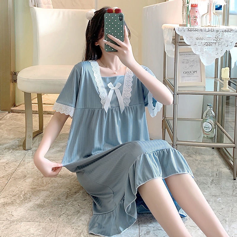Đầm Ngủ Tay Ngắn Dáng Rộng Kiểu Công Chúa Dễ Thương Phong Cách Nhật Bản Thời Trang Mùa Hè Cho Nữ