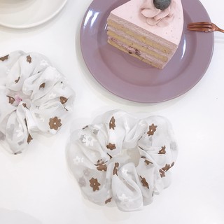 Chun buộc tóc Scrunchie voan hoa nhí