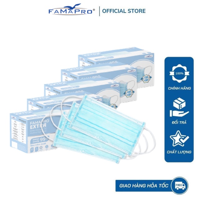 Khẩu trang y tế kháng khuẩn 4 lớp Famapro Extra