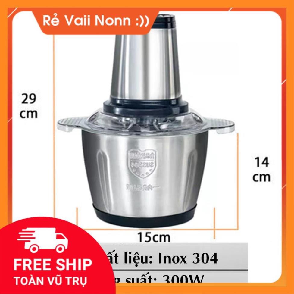 Máy Xay Thịt💖FREE SHIP💖Máy xay sinh tố cầm tay Cối Inox 4 Lưỡi Đa Năng,Công suất 300W xay thịt, tỏi ớt, rau củ quả.