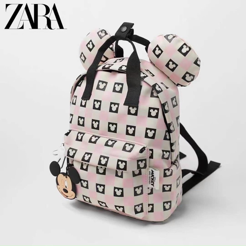 Balô bé gái ZARA hoạ tiết Mickey 3-10 tuổi size 29*20*12