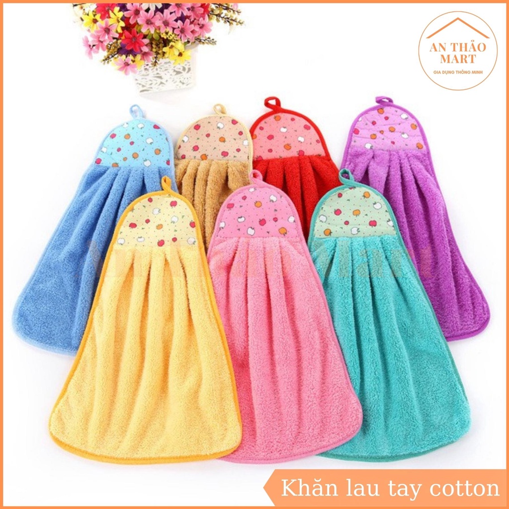 Khăn Lau Tay Cotton Nhà Bếp Có Móc Treo Tường Thấm Hút Tốt