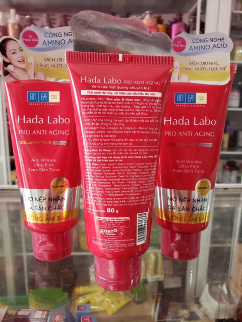 Sữa rửa mặt chống lão hoá hada labo PRO ANTI  AGING 80g