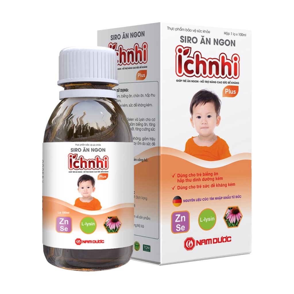 Siro Ăn ngon ÍCH NHI Nam Dược Cho trẻ biếng ăn, sức đề kháng kém chai 100ml - Minpharmacy