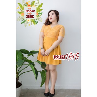 Đầm big size dạo phố ren đắp chéo - Đầm bigsize 60 - 90kg