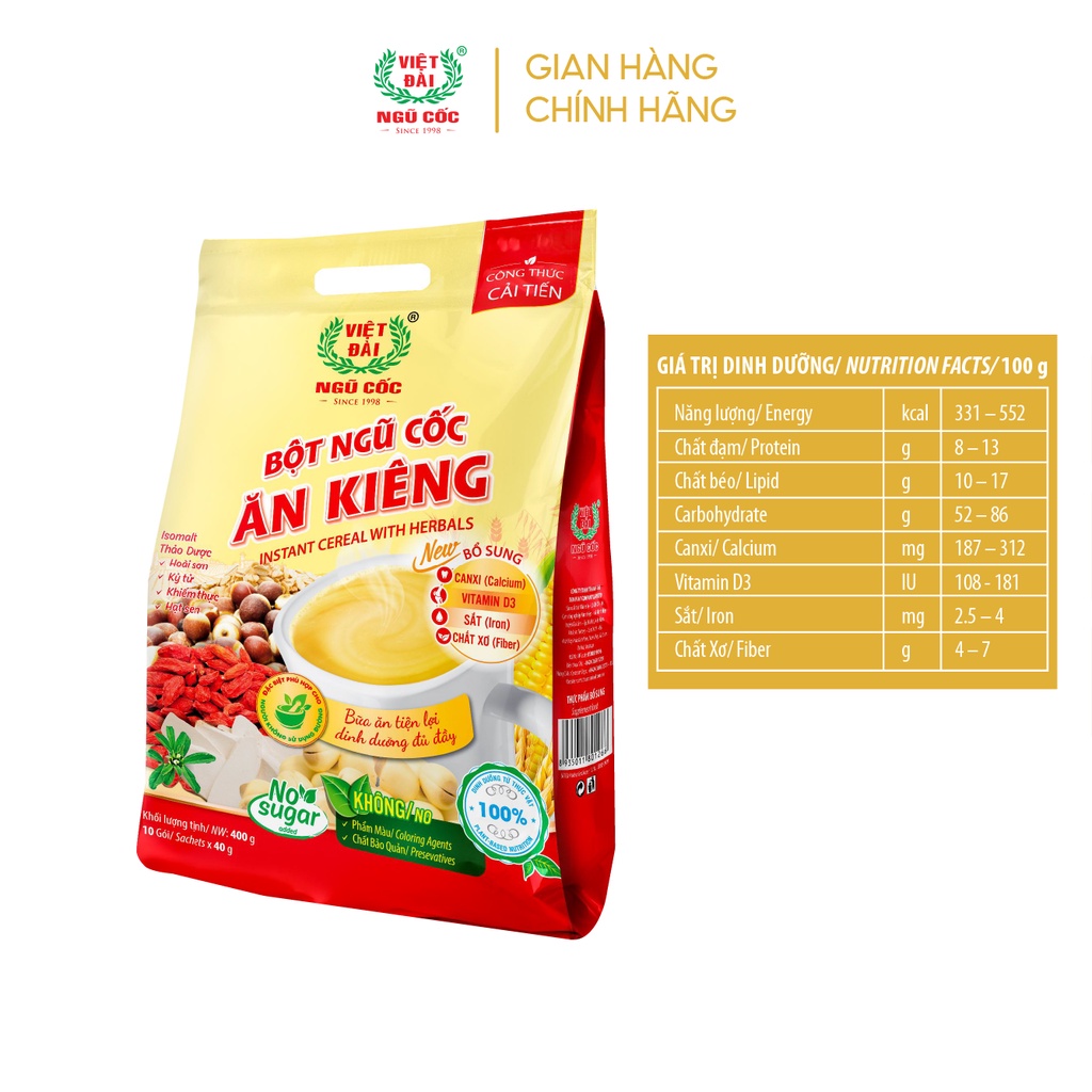 Bột ngũ cốc ăn kiêng Việt Đài túi 400g