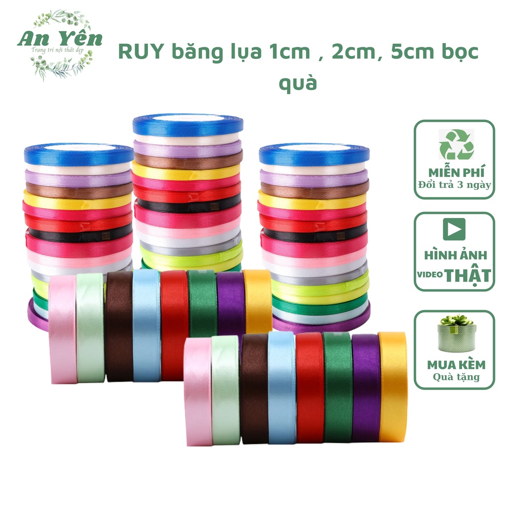 RUY băng lụa 1cm , 2cm, 5cm bọc quà