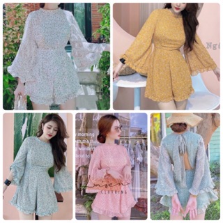 Jumpsuit tay loe hở lưng