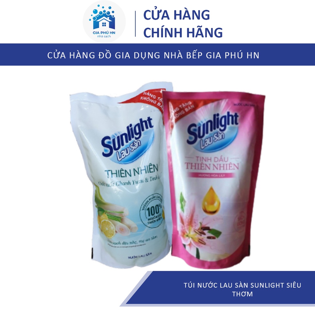 Túi Nước Lau Sàn Sunlight  Hương Hoa LiLy, Chanh Xả Cực Thơm