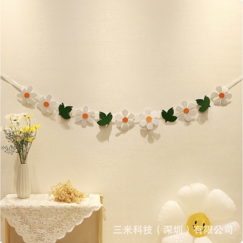 Dây Cờ Bông Cúc Trắng Trang Trí Sinh Nhật Đáng Yêu - Yori Party