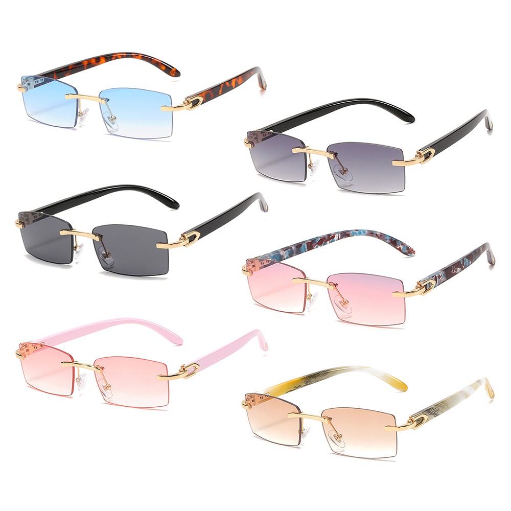 MIHAN1 Trendy Punk Sunglasses Gradient Driving Sun Glasses Rimless Rectangle Sunglasses UV400 Men Women Frameless Eyewear Fashion Shades
