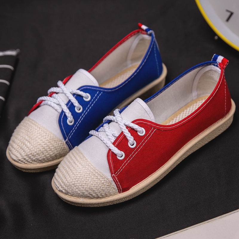 Giày Lười Vải Canvas Đế Bằng Phong Cách Hàn Quốc Cho Nữ