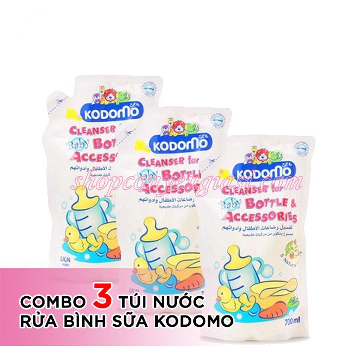 COMBO 3 Bịch Nước Rửa Bình Sữa Kodomo 700ml Chính Hãng Thái Lan