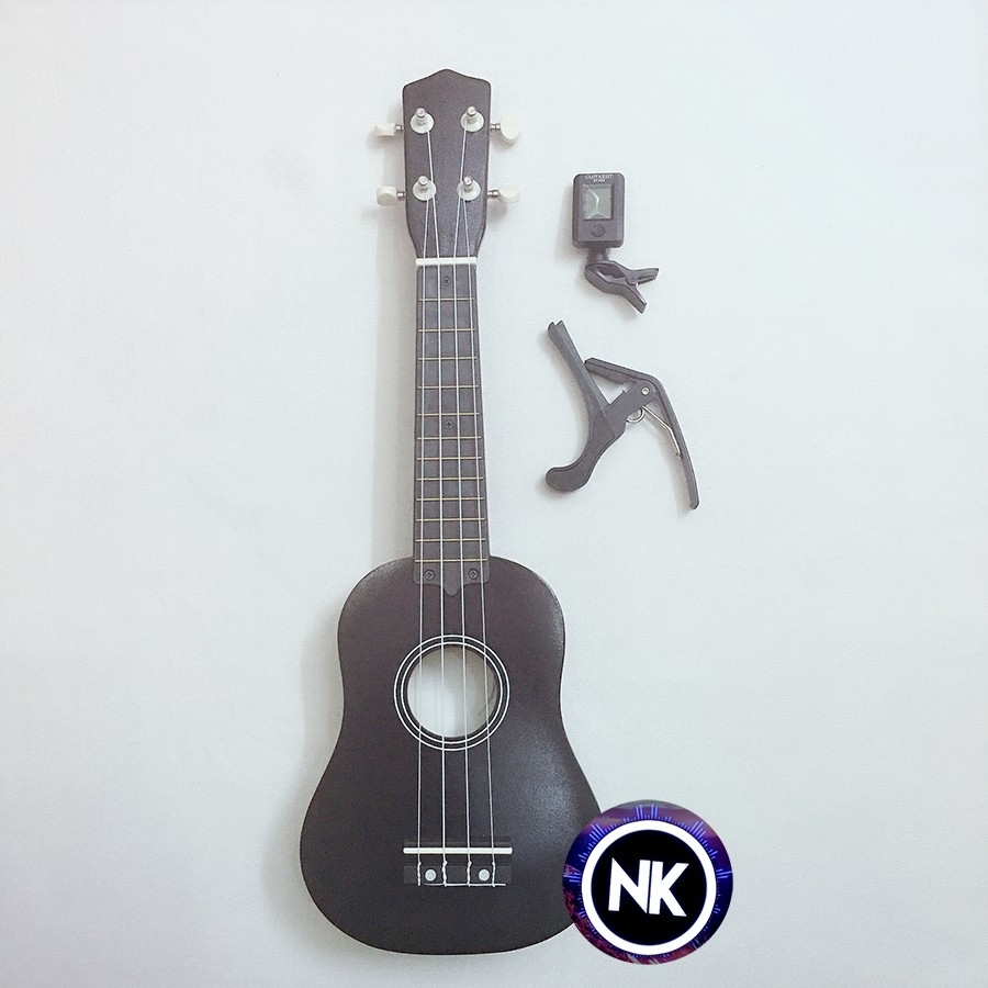 Gói Ukulele Soprano trơn nhiều màu + Máy lên dây + Capo - Có Sẵn