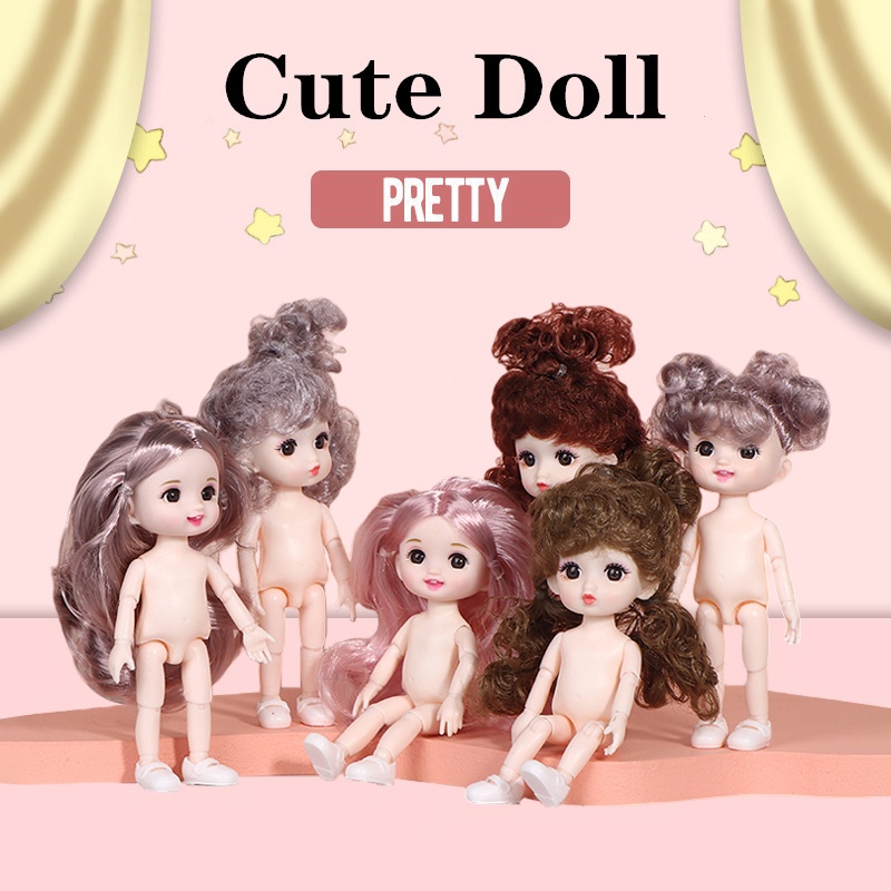 Búp Bê Cơ Thể Người Mẫu 17cm Có Khớp Chuyển Động Và Mắt To 3D Tự Trang Trí