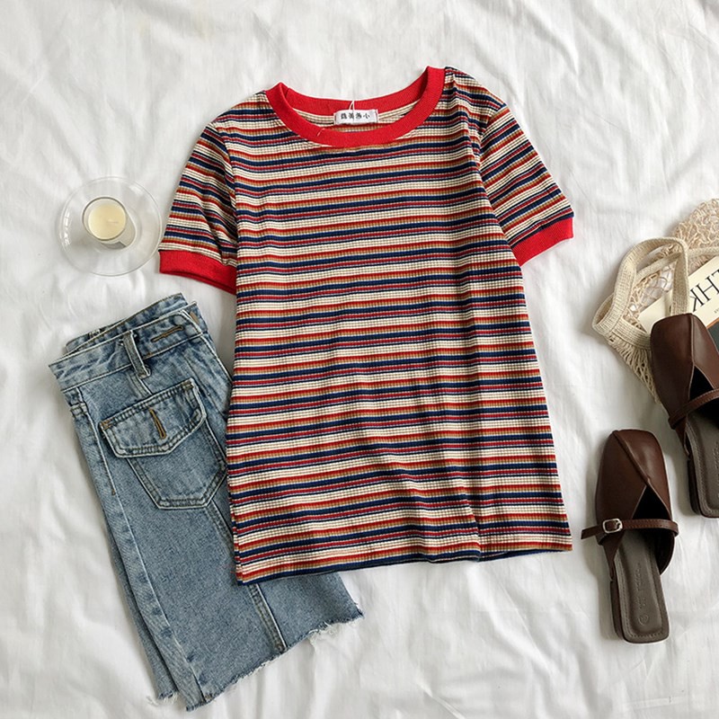 Áo thun sọc ngắn tay