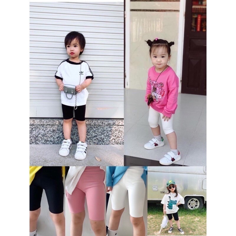 Quần đùi lửng Legging chất len tăm cho bé gái 8-18kg